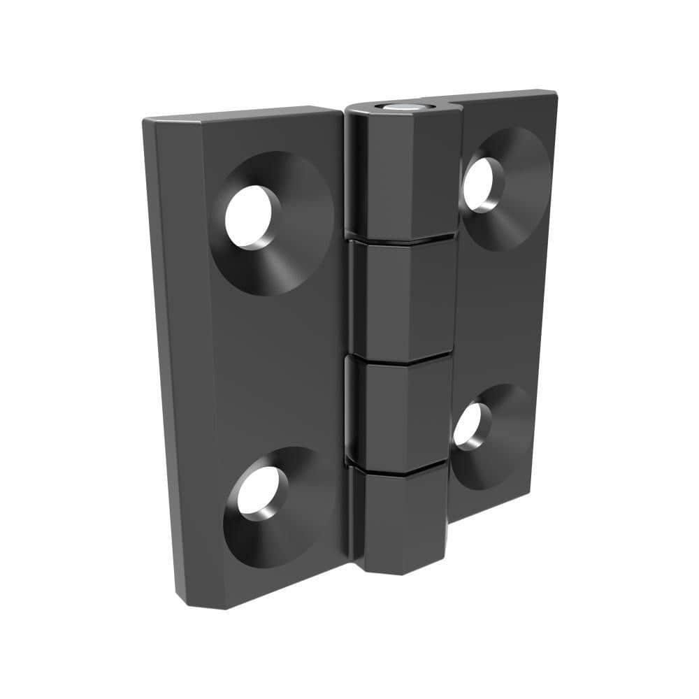 H1-2101-500-40 | Surface Fixed Hinge, 50x50mm, M5 countersunk screw mount, zinc alloy, powder coated, black