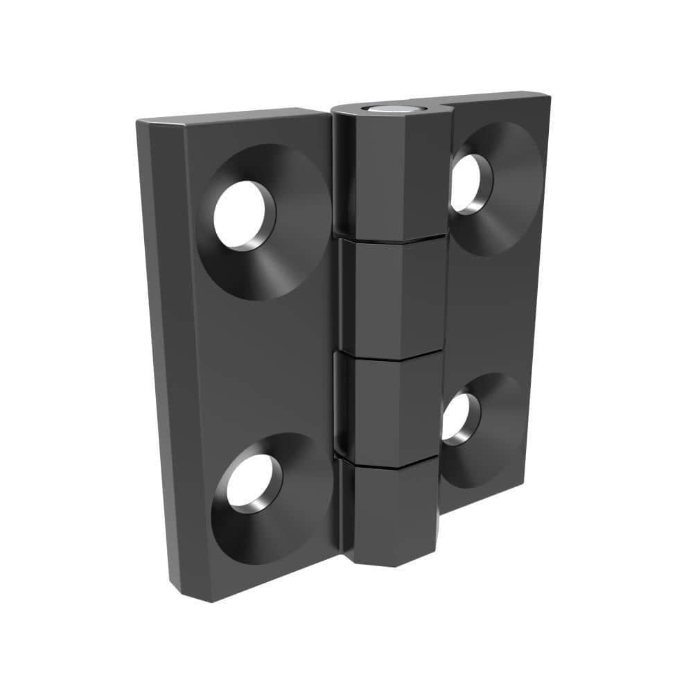 H1-2101-600-40 | Surface Fixed Hinge, 60x60mm, M6 Countersunk screw mount, zinc alloy, powder coated, black