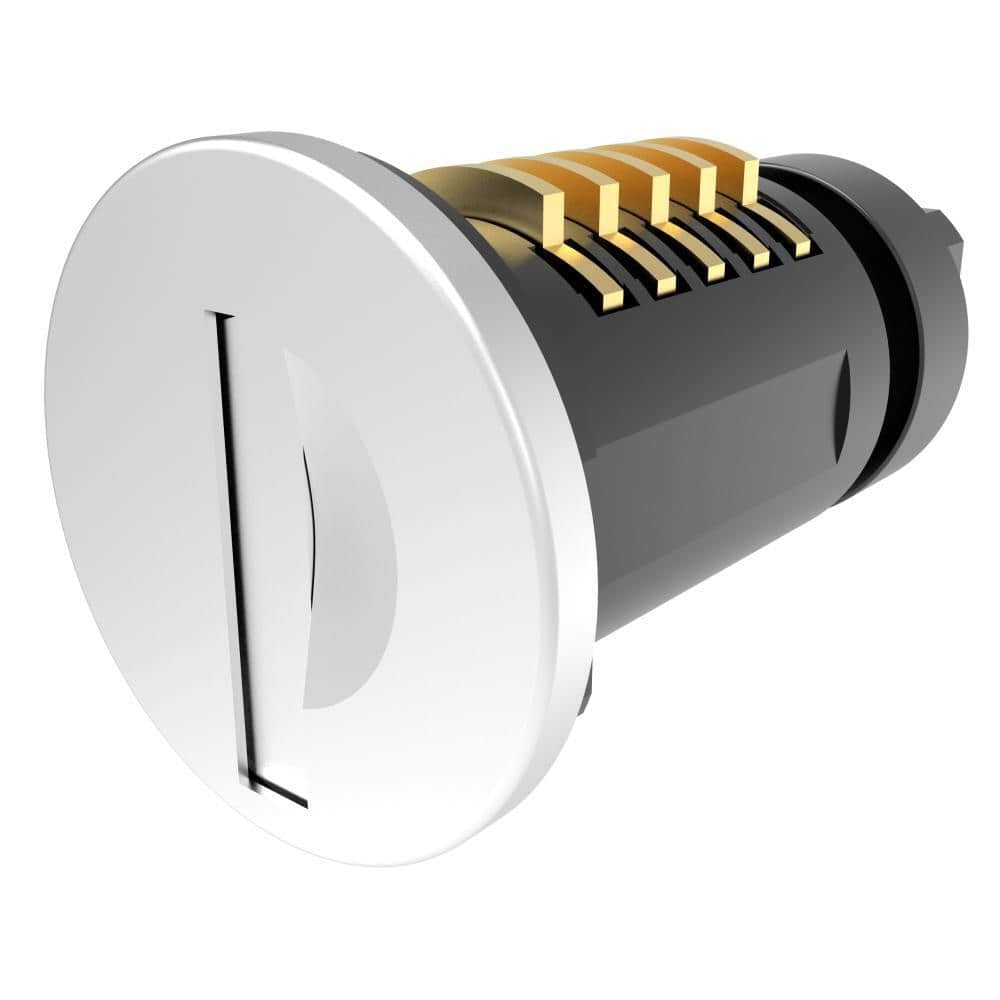 9347 | Cabinet lock lock core, zinc alloy body electrozinc nickel alloy, stainless steel cover, brass blade