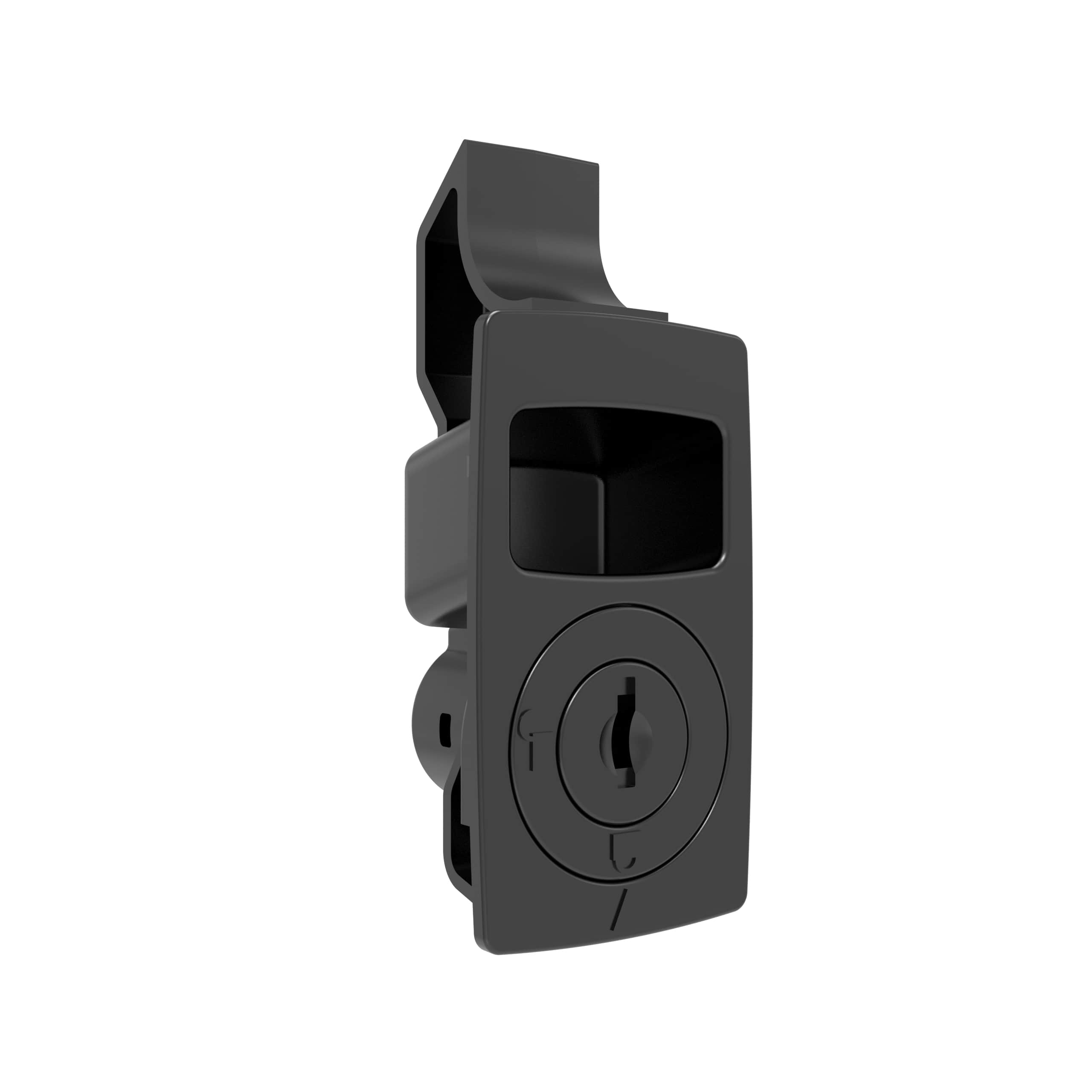 F-1916-85-625 | Psuh-to-close latch, snap-in, large size, CH751 Key lock, 1.6mm(. 060 in) Panel thickness, ABS, black