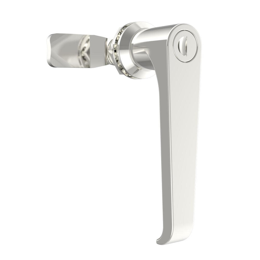 B-1310-118-30 | L-handle quarter turn  lock, GH18 lock body, K333 keylocking, Manual, Zinc alloy, Chrome plating, Bright