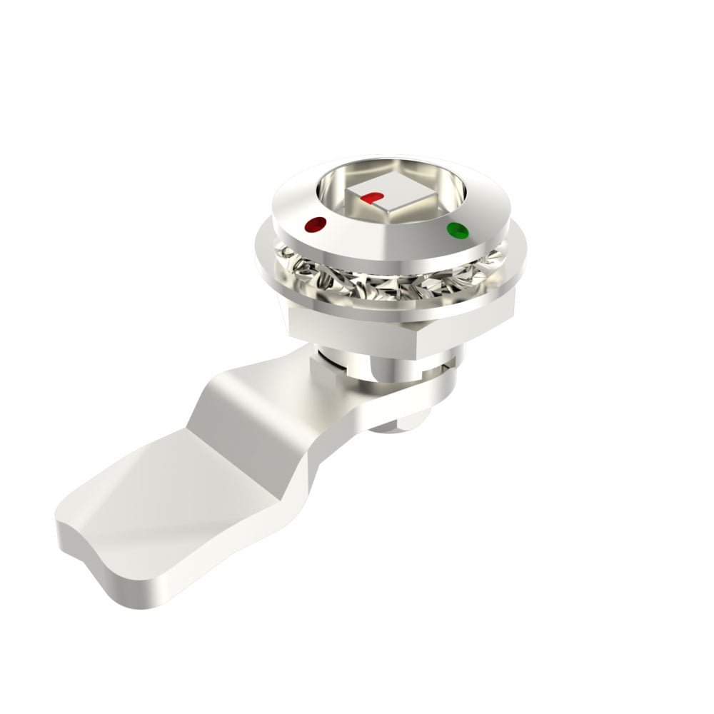 D1-1502-248-A1 | Quarter turn cam Latch,Safety Lock, 8mm square Core with Red and Green Dots, Stainless Steel, Passivated
